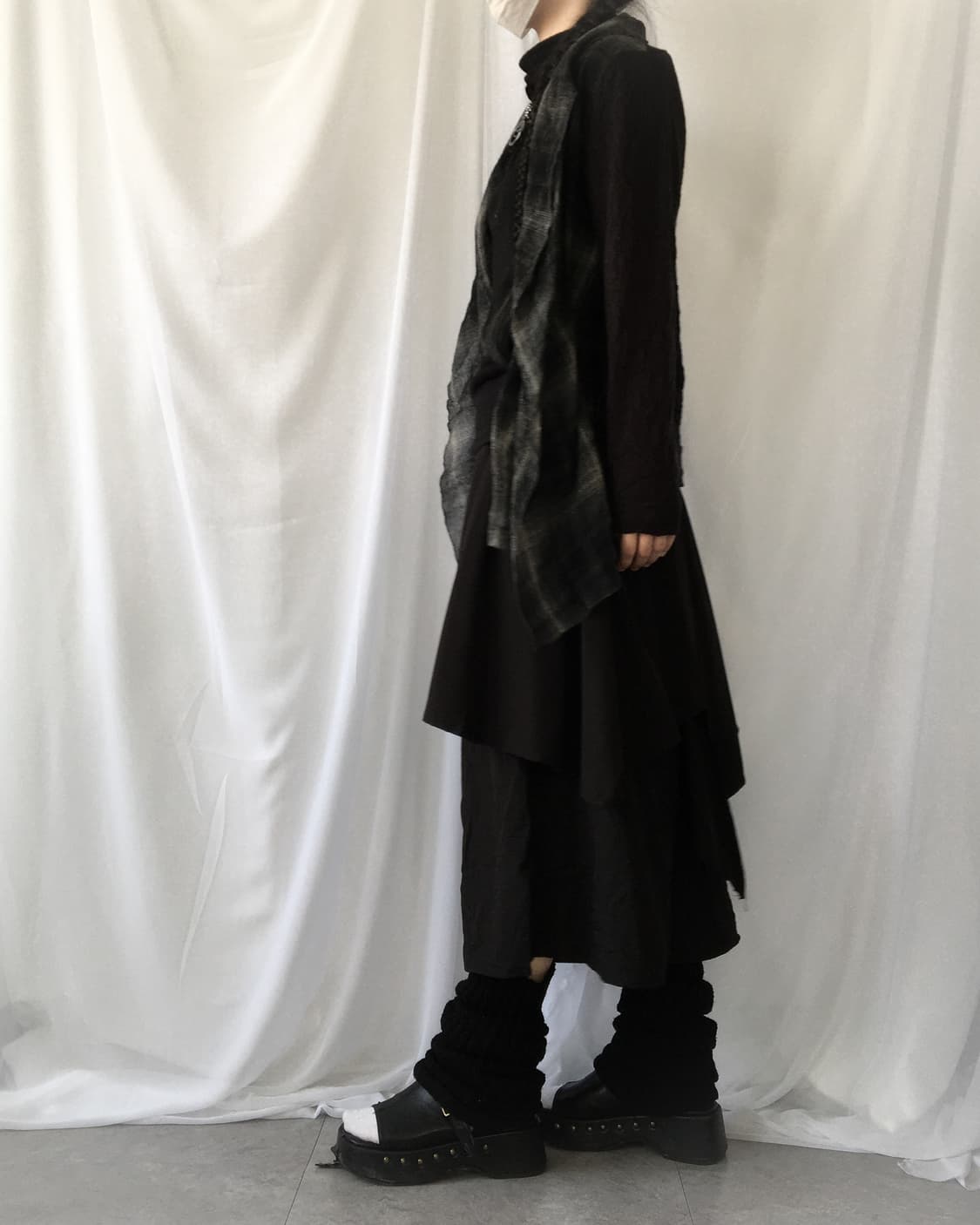 Check pattern drape woolen open caridgan 상품이미지10