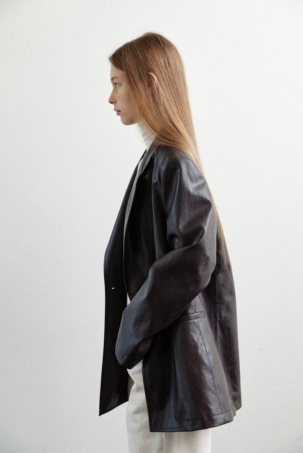 르 Faux leather over-fit blazer (brown) 상품이미지7