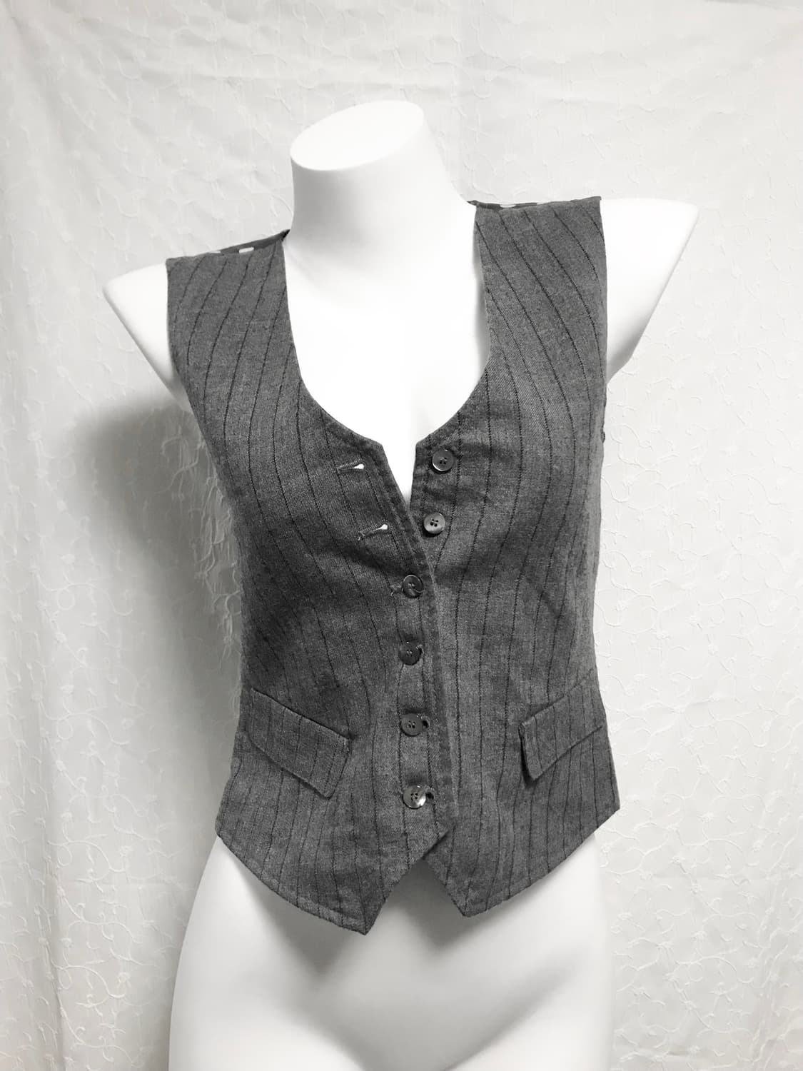 빈티지 simonetta 긱시크 아카이브 믹스 패턴 리본 베스트 조끼 상품이미지2