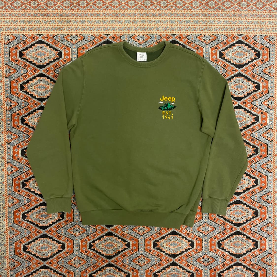 지프 백프린팅 카키 맨투맨 티셔츠 호칭155 상품이미지1