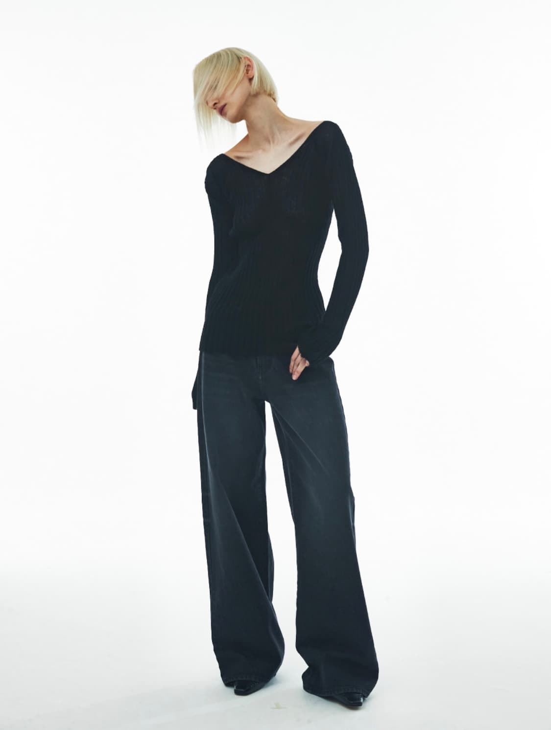 세터우먼 레인 미드라이즈 스트레이트 데님팬츠 블랙(M) 더콜디스트모먼트 상품이미지6