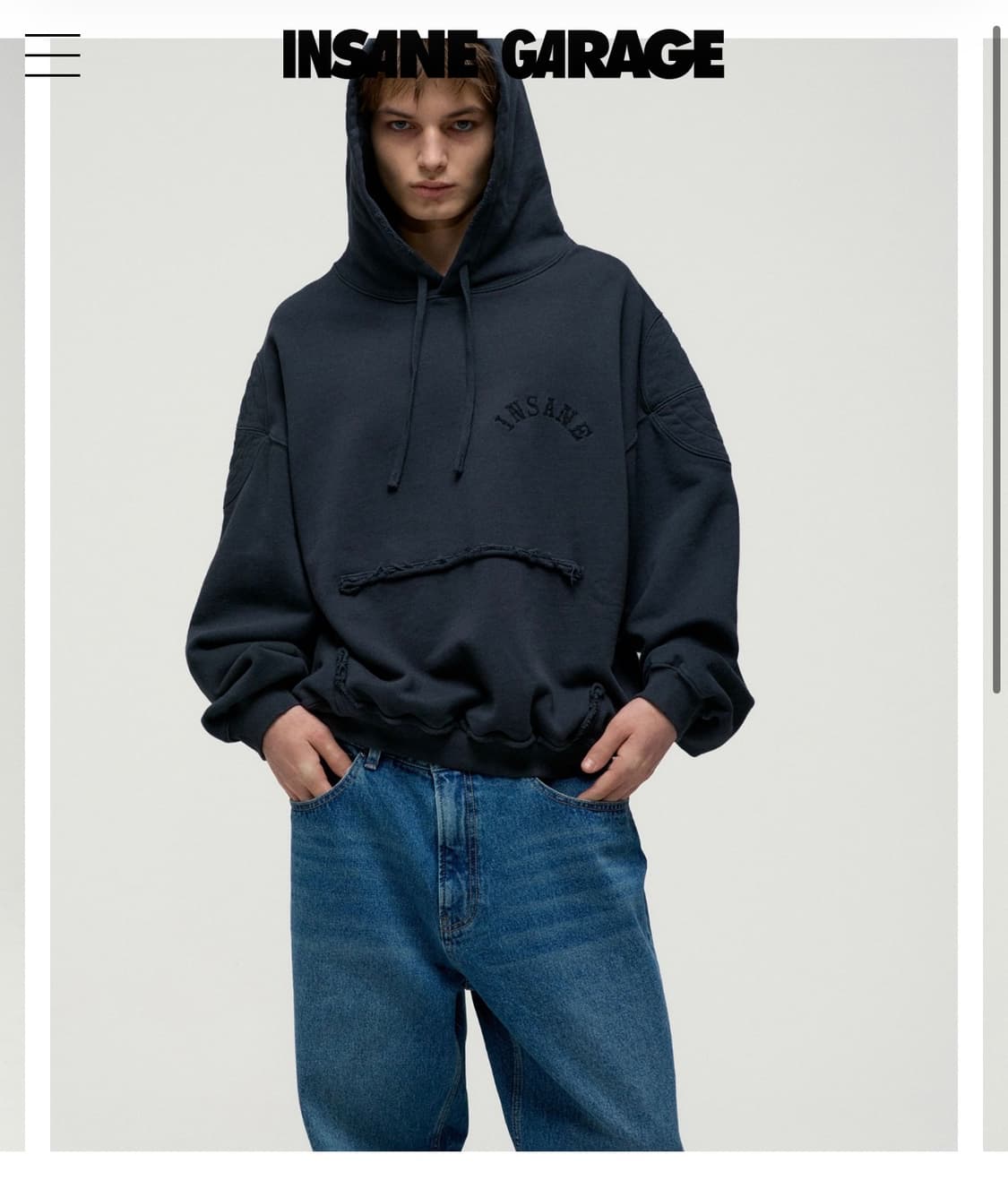 인세인개러지 숄더 패디드 후드 블랙  상품이미지1