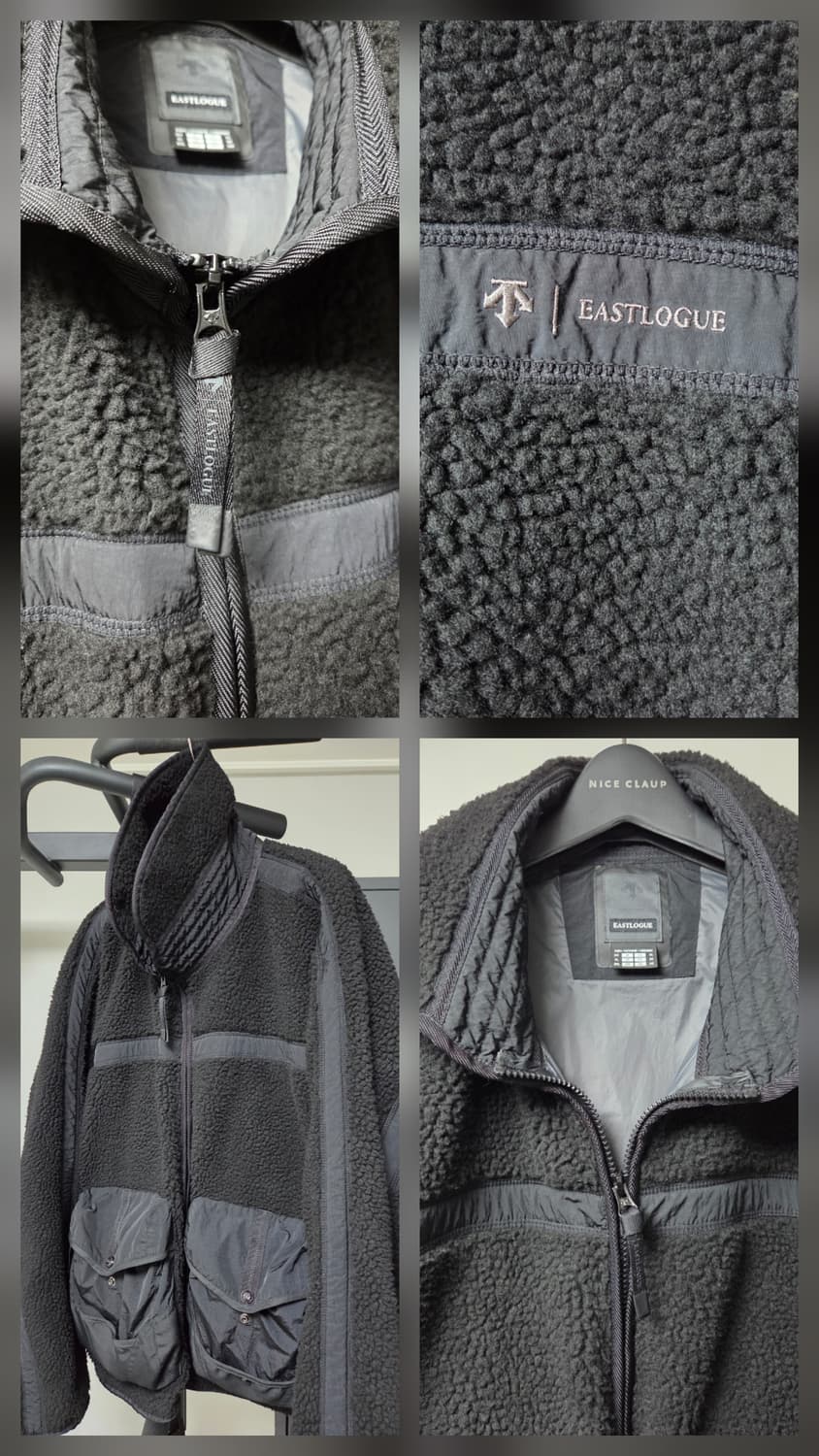 이스트로그x데상트 플리스(후리스)자켓 블랙 XL사이즈 판매 상품이미지5