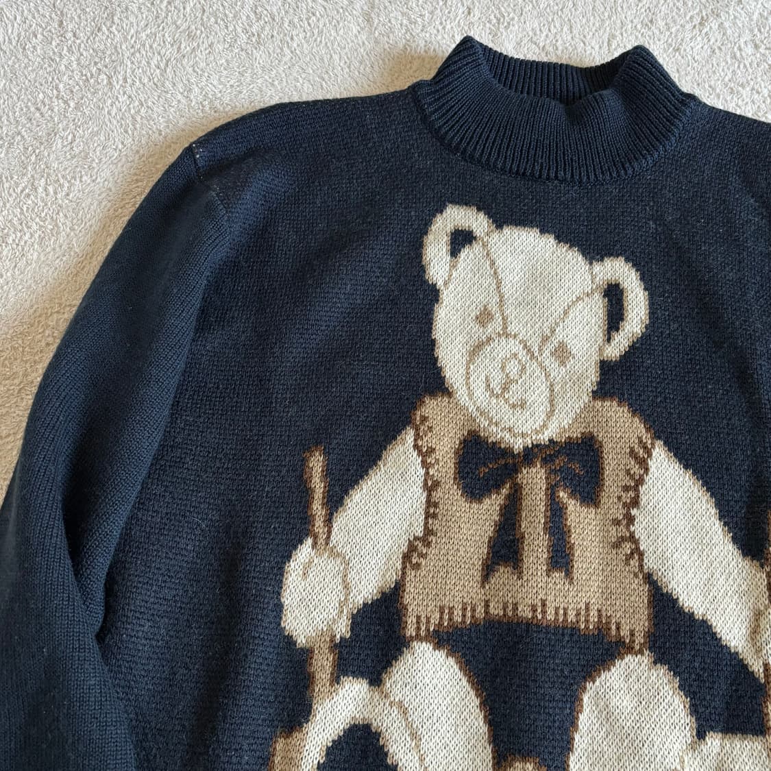 일본빈티지 네이비 테디베어 니트 상품이미지2