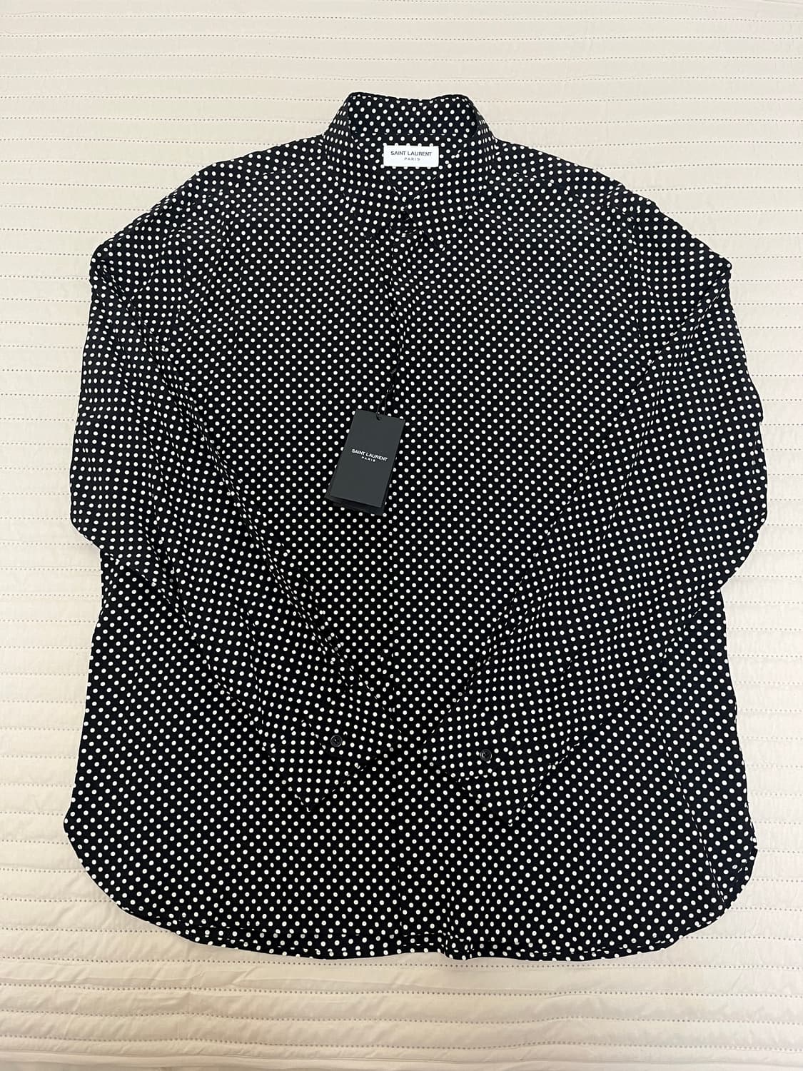 [42] 생로랑 폴카 도트 셔츠 블랙 새상품 상품이미지3