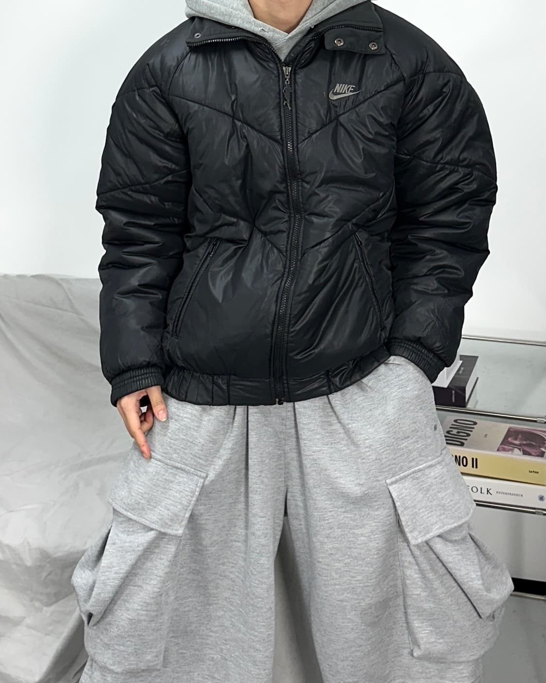 나이키 00s 블랙 유광 패딩 L 상품이미지2