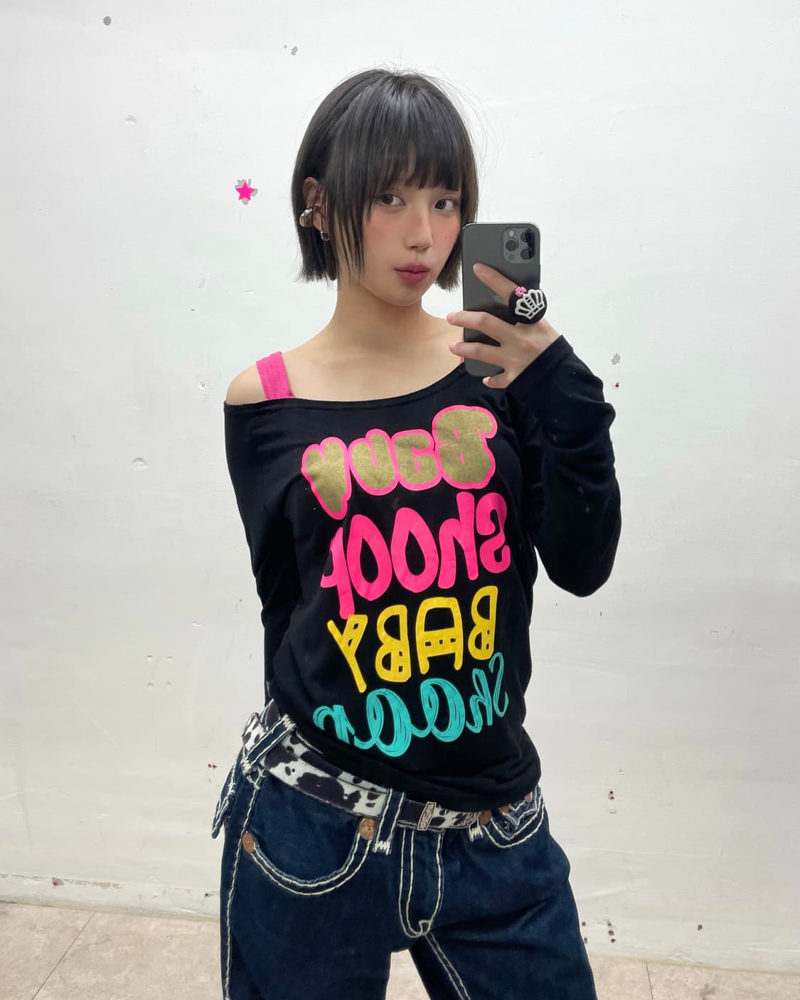 Baby Pink Shoulder Retro Long Sleeve  상품이미지1