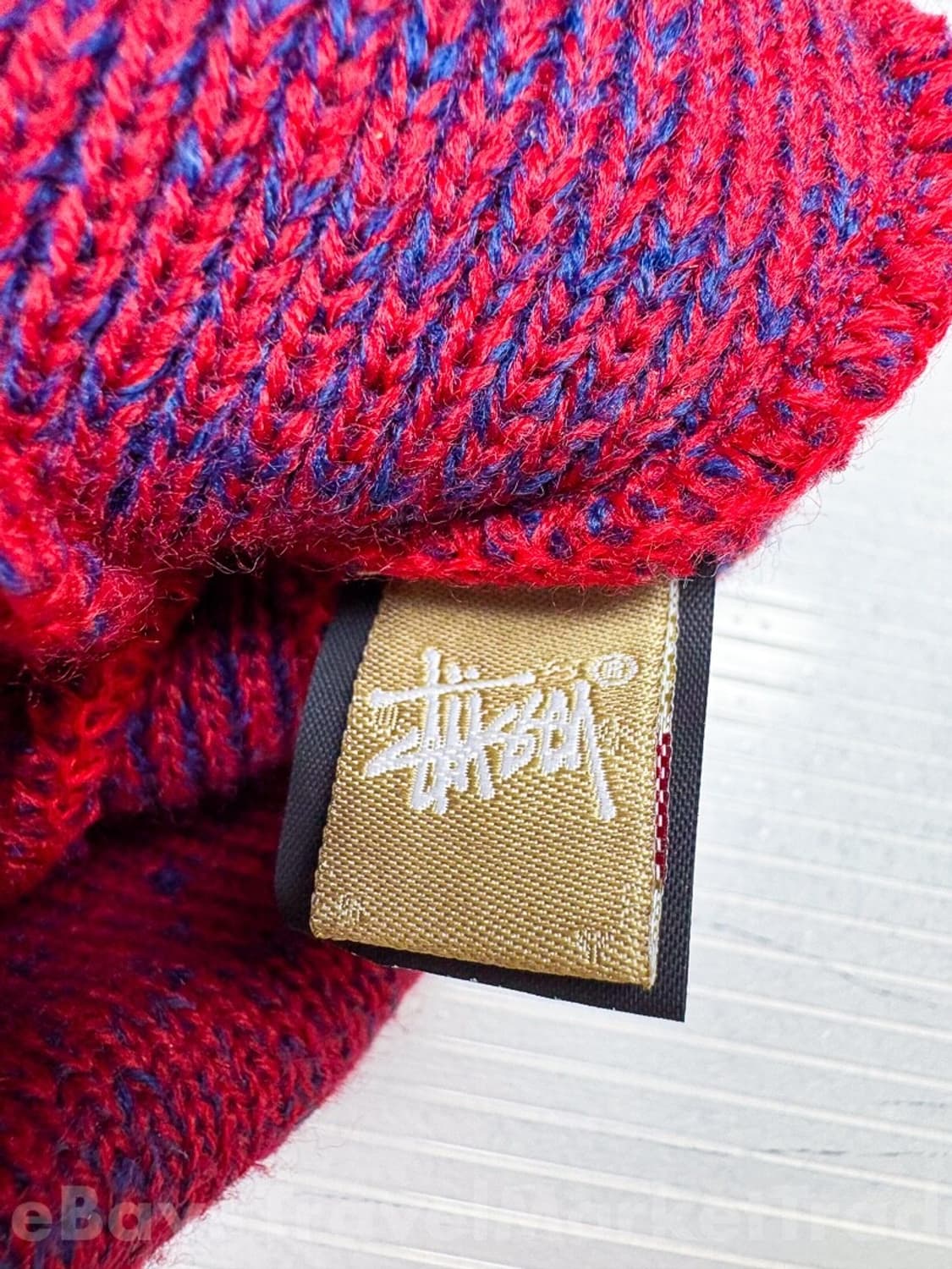 스투시 마블 폼폼 비니 레드 블루 상품이미지3