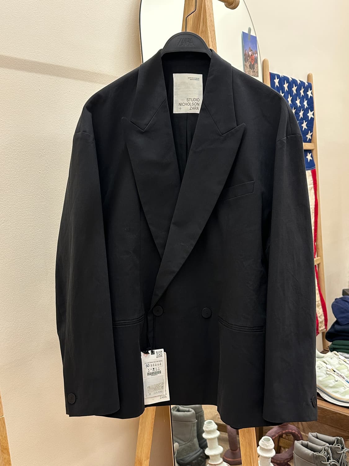 [새제품] 자라 x 스튜디오니콜슨 오버핏 더블 블레이저 네이비 54 상품이미지1