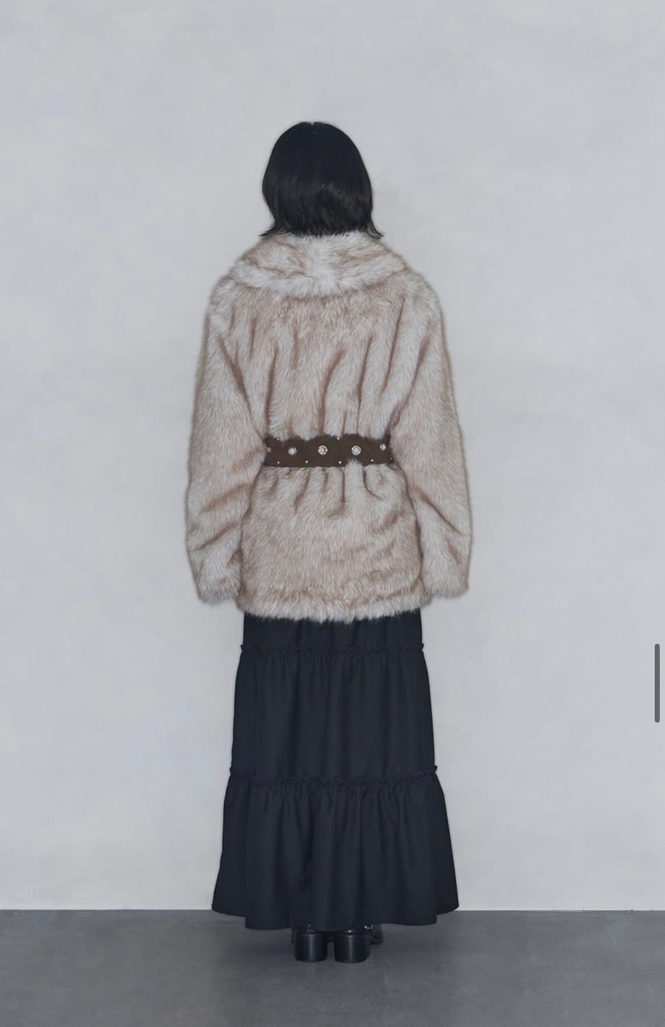 Asyouare 벨티드 코지 퍼 자켓 아이보리 상품이미지3