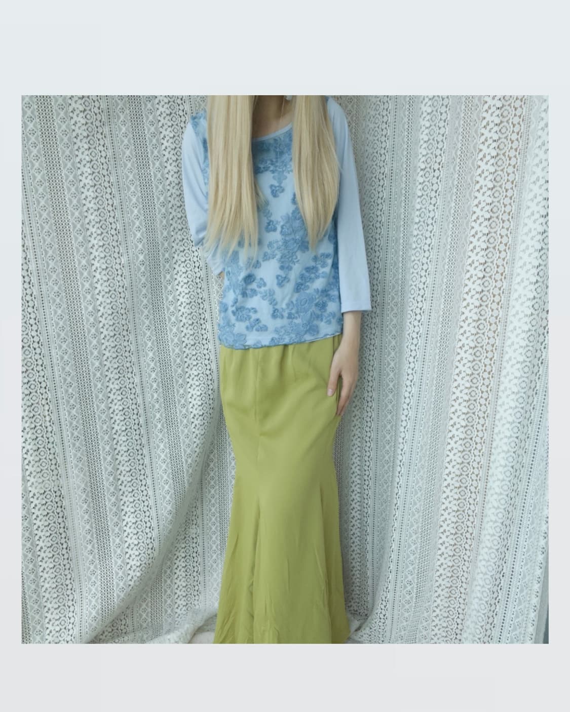 Blue Lace Blouse 블루 레이스 탑 상품이미지4