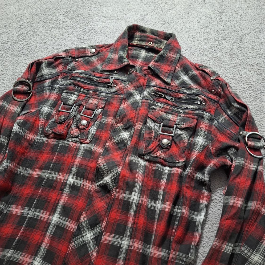 Punk zip detail check shirt 상품이미지3