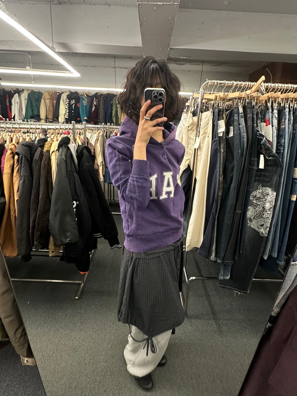 XS)GAP 헤리티지 로고 다크 바이올렛 후디 상품이미지1