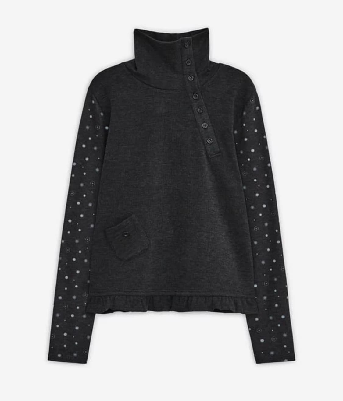 허그유어스킨 플라워 버튼 탑 차콜 상품이미지1