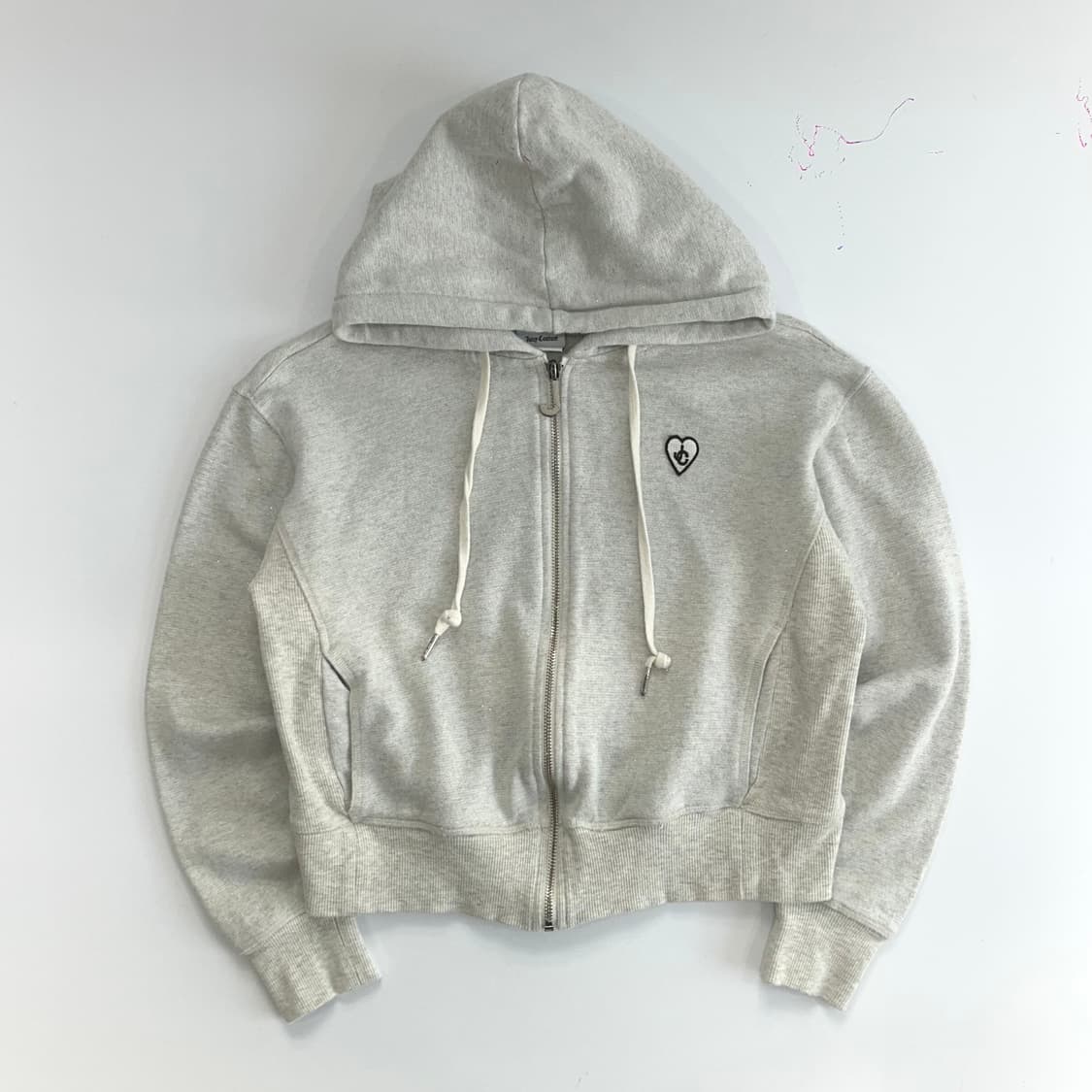 Juicy couture 쥬시꾸뛰르 글리터 라이트 그레이 크롭 후드집업  상품이미지3