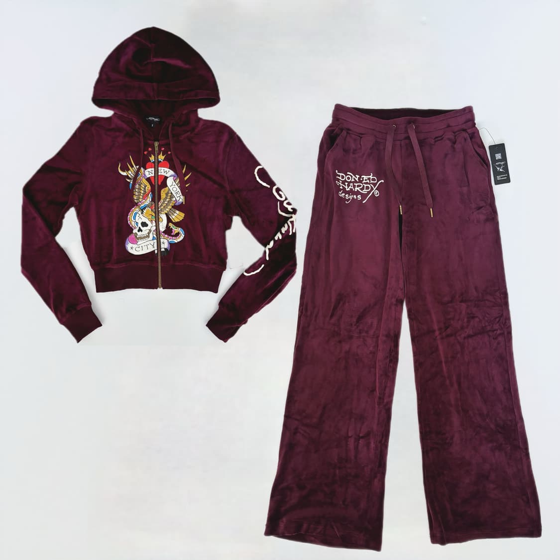 [새제품] 에드 하디 벨벳 벨루아 후드집업 팬츠 셋업 상품이미지2