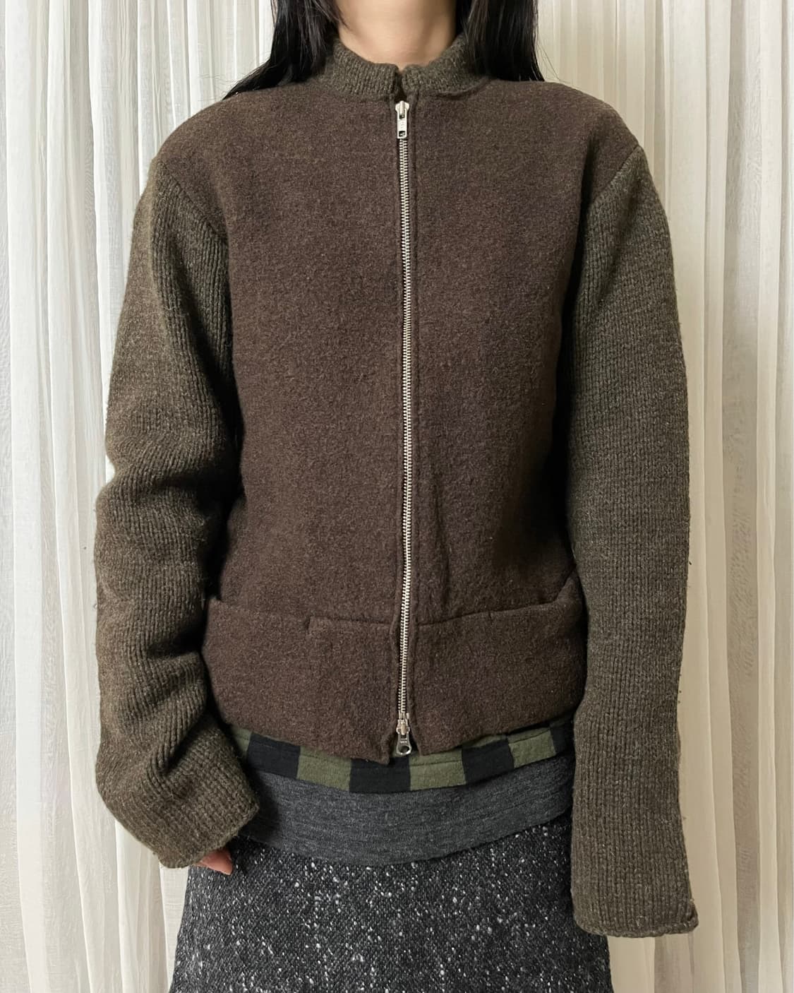 요지야마모토 니트 믹스 집업 자켓 Y’s yohji yamamoto 상품이미지1