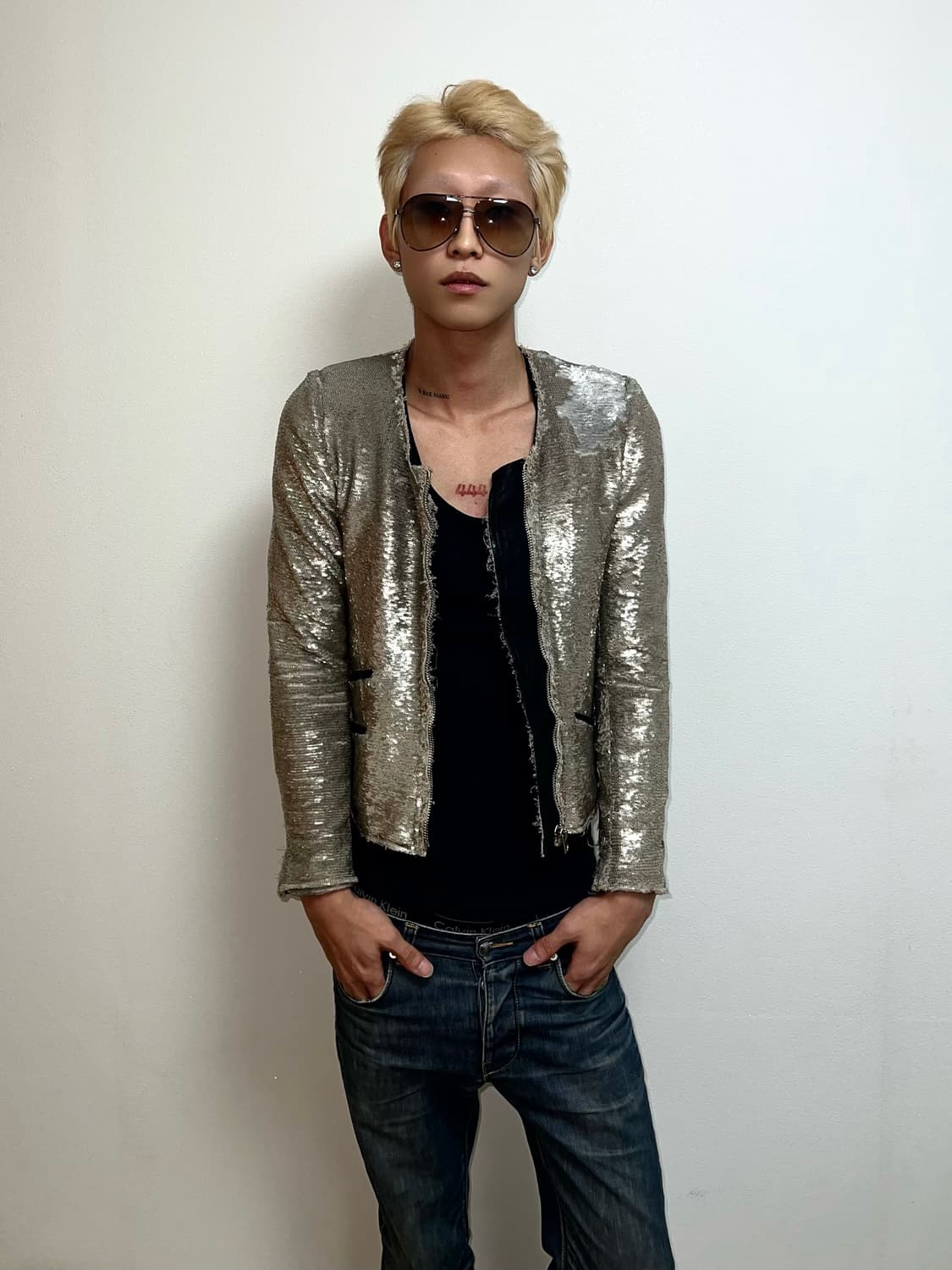 IRO Metallic Silver Collarless Jacket 상품이미지1