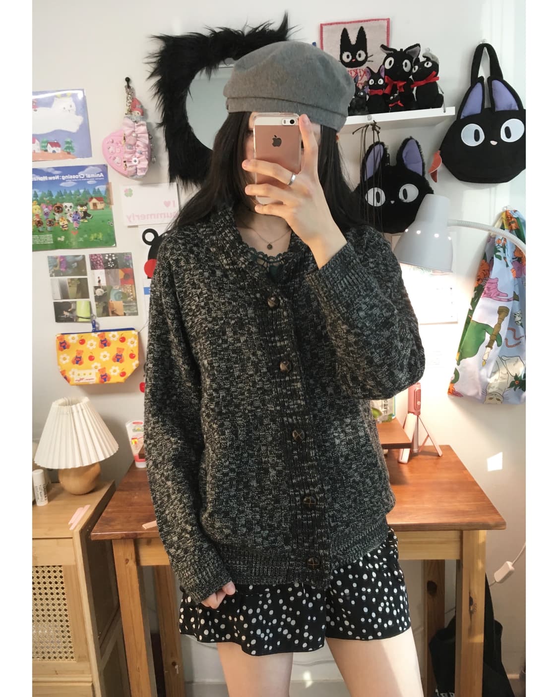 vintage shawl cardigan charcoal mix 상품이미지2