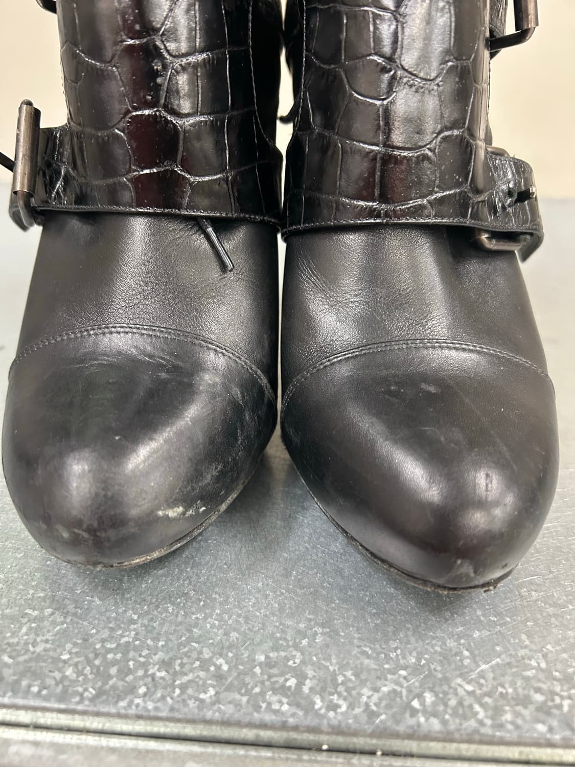 사카이 버클 레더 웨지부츠 블랙 36 상품이미지7