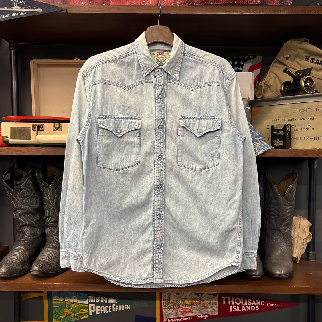 90s 리바이스 그린라벨 스톤스냅 웨스턴 데님셔츠 N1202 상품이미지1