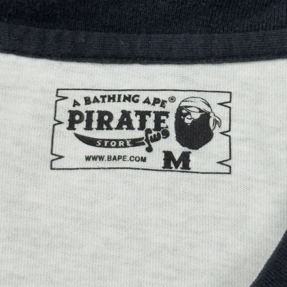(M) 베이프 파이레츠 스토어 한정 레글런 티셔츠 화이트 상품이미지5