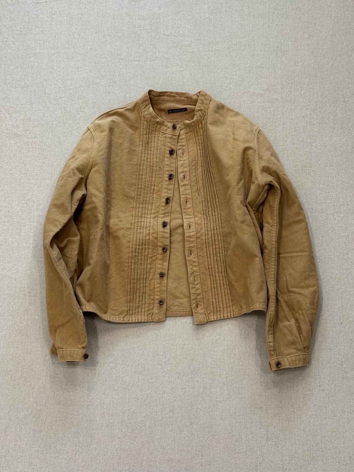 캐피탈 크롭 논카라 셔츠 자켓 상품이미지1