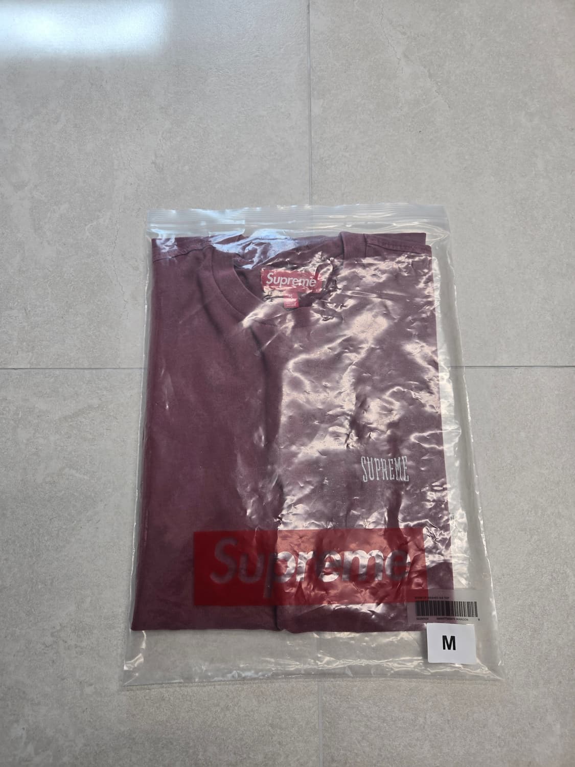 25SS 슈프림 웜업 워시드 숏슬리브 마룬 상품이미지1