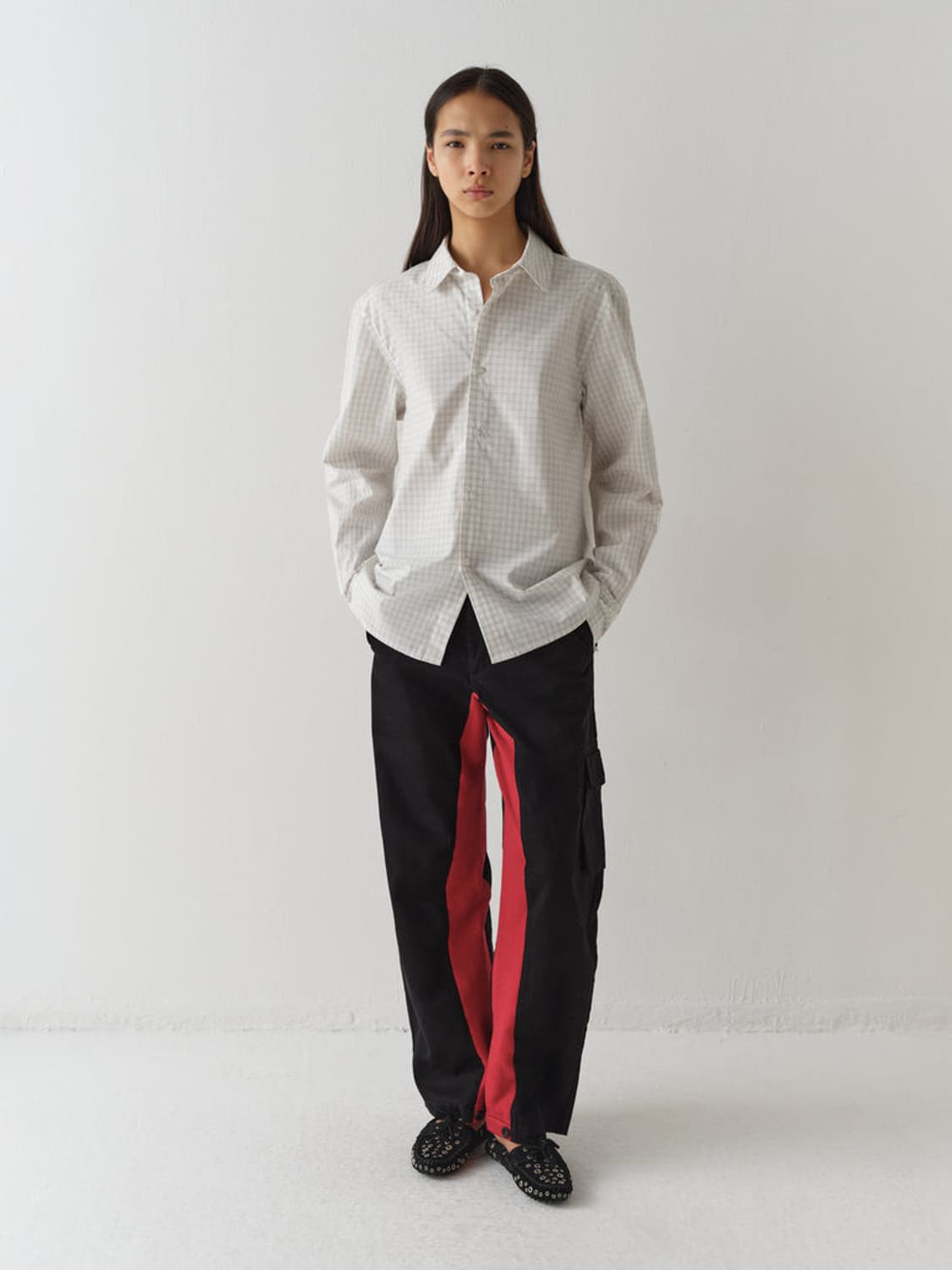 [M,L,XL]기마구아스 Suli 체크 셔츠/화이트 상품이미지4
