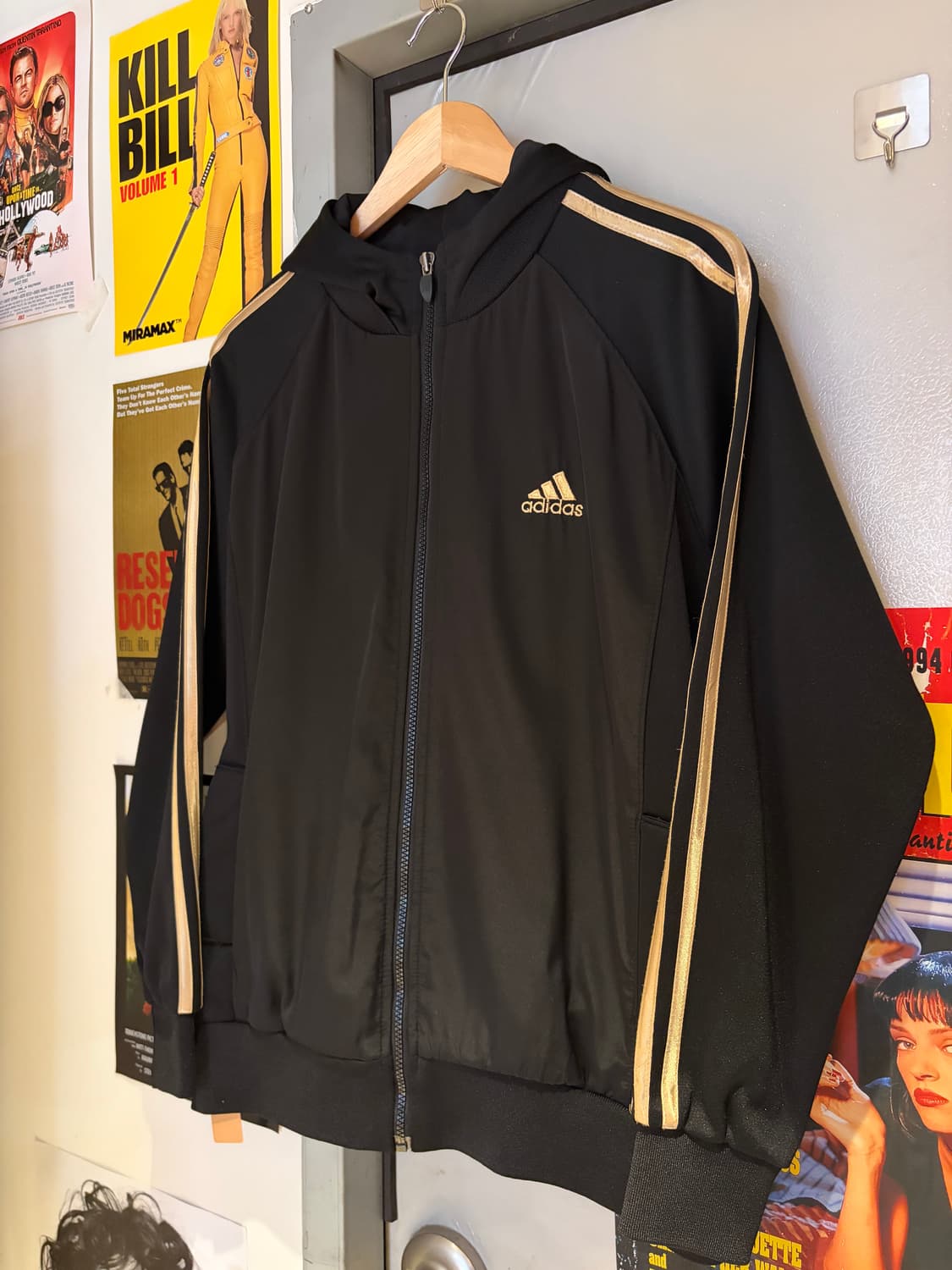 아디다스 블랙 골드 후드 트랙탑 져지 상품이미지1