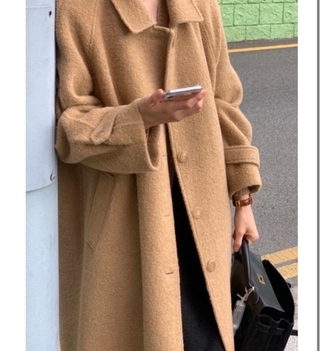 리본빛 모네 캐롤 카멜 롱코트 상품이미지4