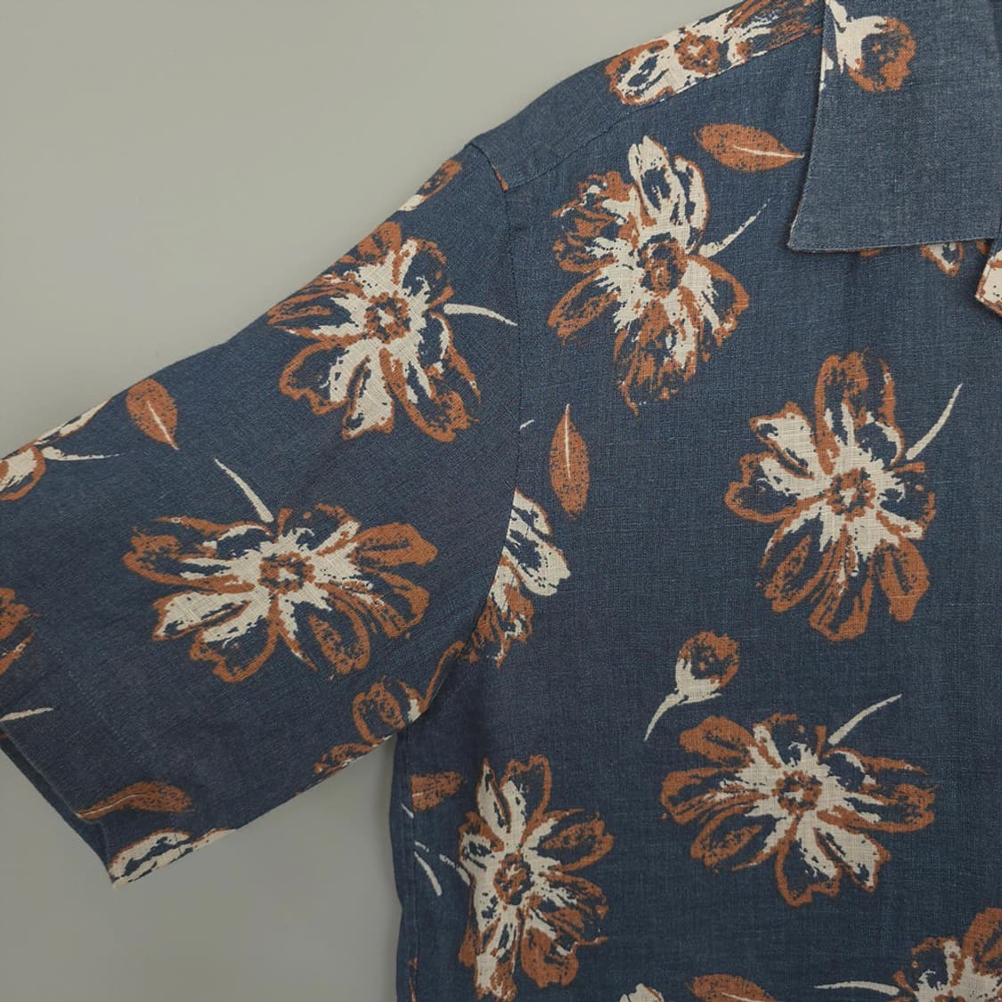 닥스 DAKS 런던 리넨 100% 플라워 패턴 반팔셔츠 95 상품이미지3