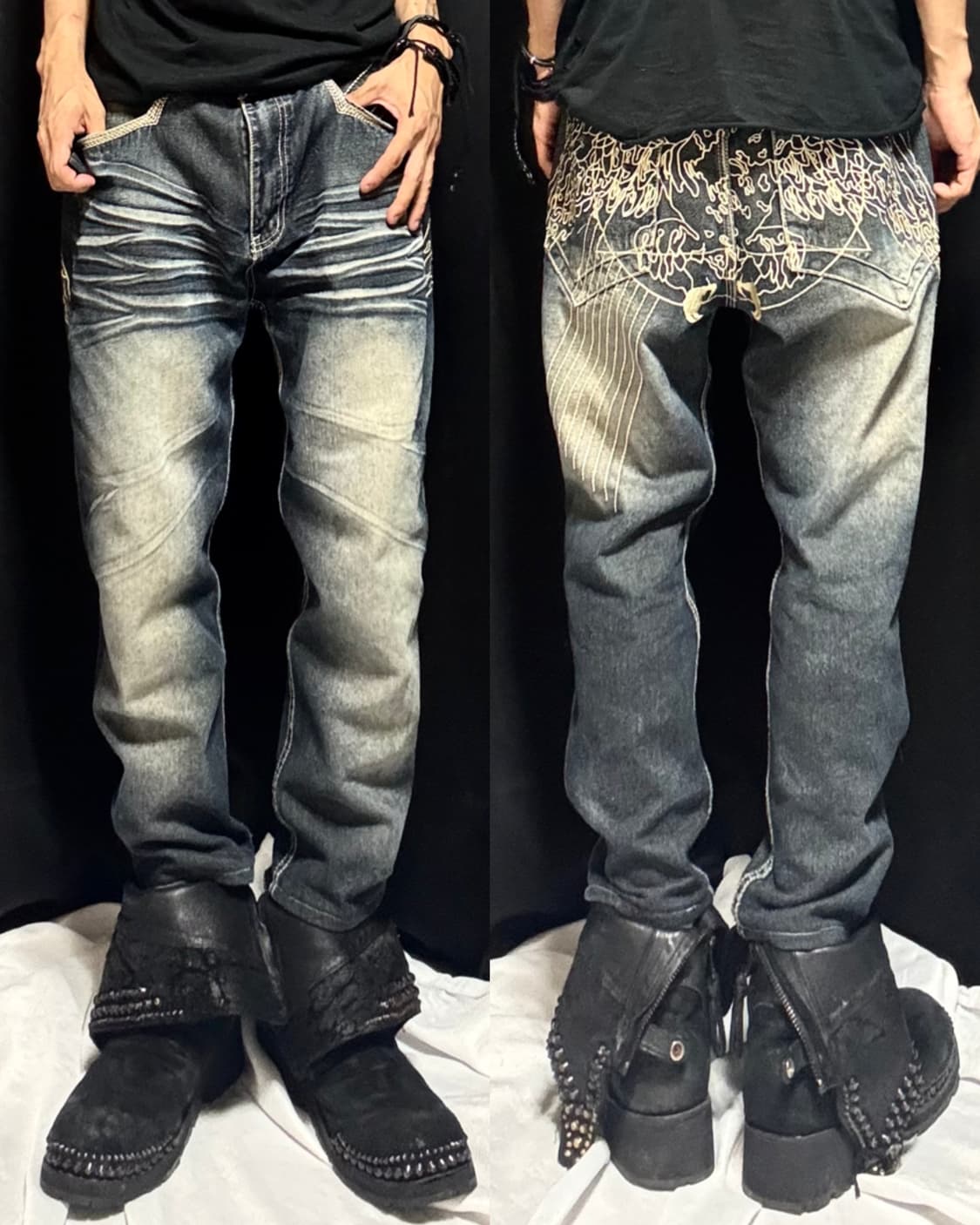 “Unknown” Oriental Stitch Detail baggy p 상품이미지1