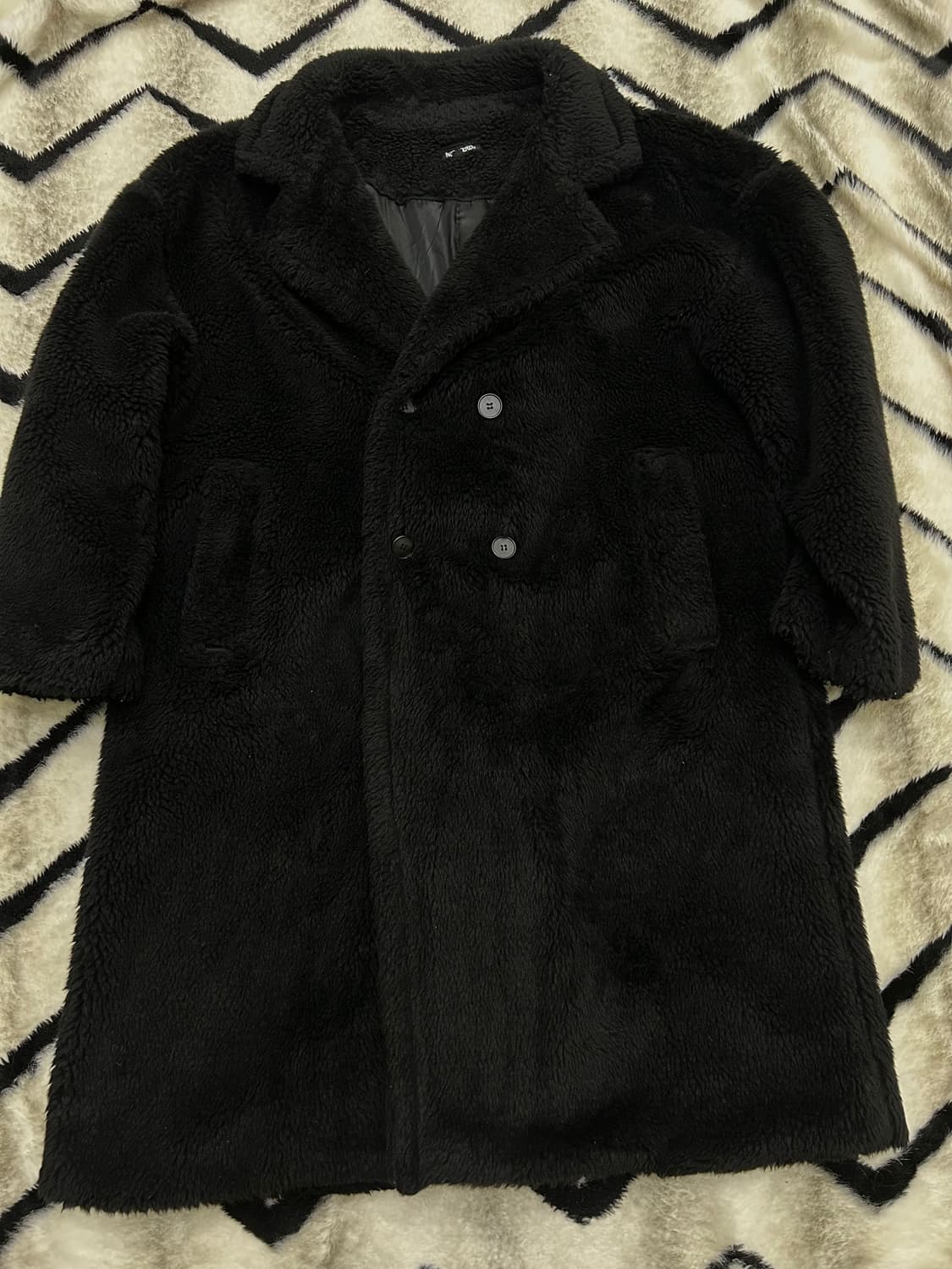 [실측XL]낫포너드 오버핏 더블 롱 퍼 코트/블랙 상품이미지3