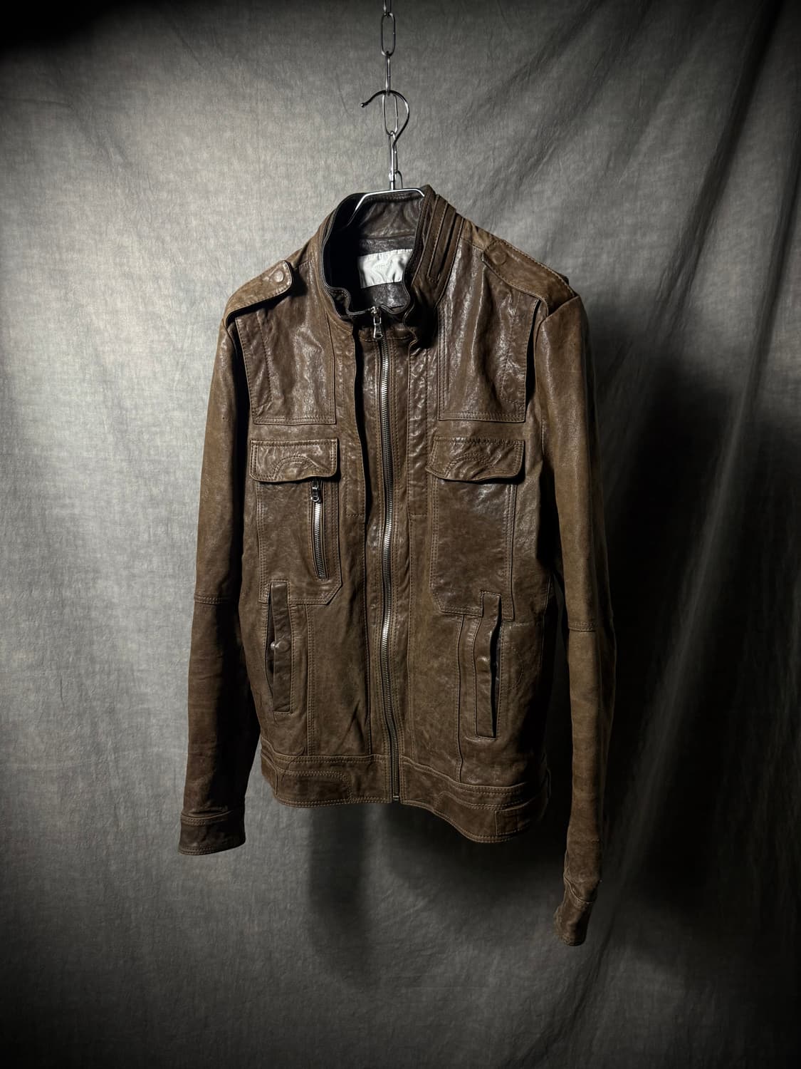 Lambskin Military Moto Leather Jacket  상품이미지2