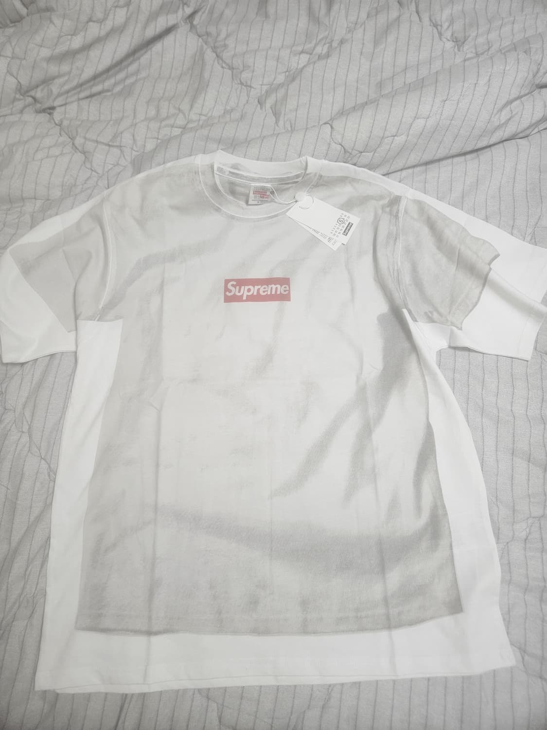 슈프림 x MM6 메종 마르지엘라 박스로고 티셔츠 화이트 -M 상품이미지3