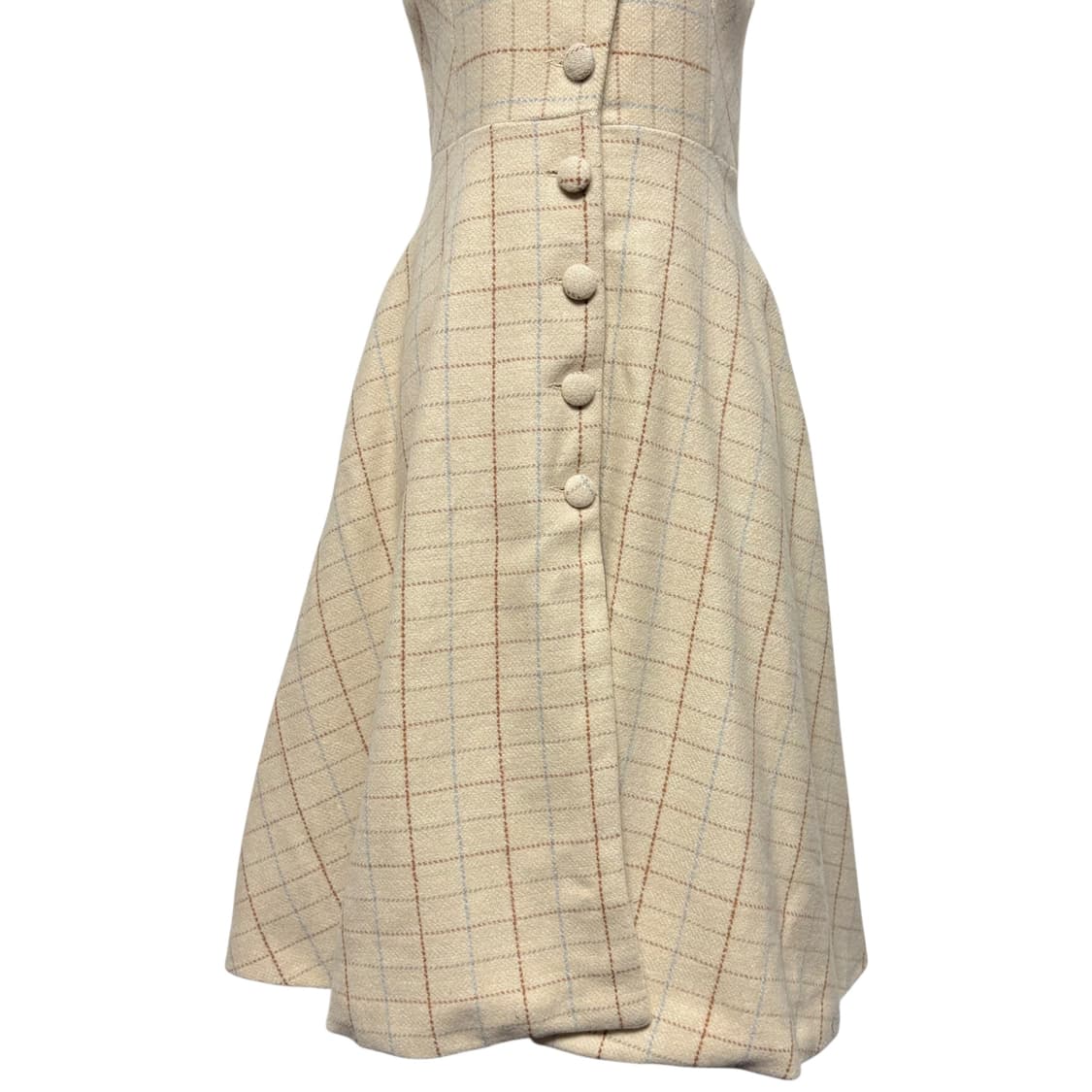 3800 베이지 체크 모직 민소매 나시원피스 상품이미지3