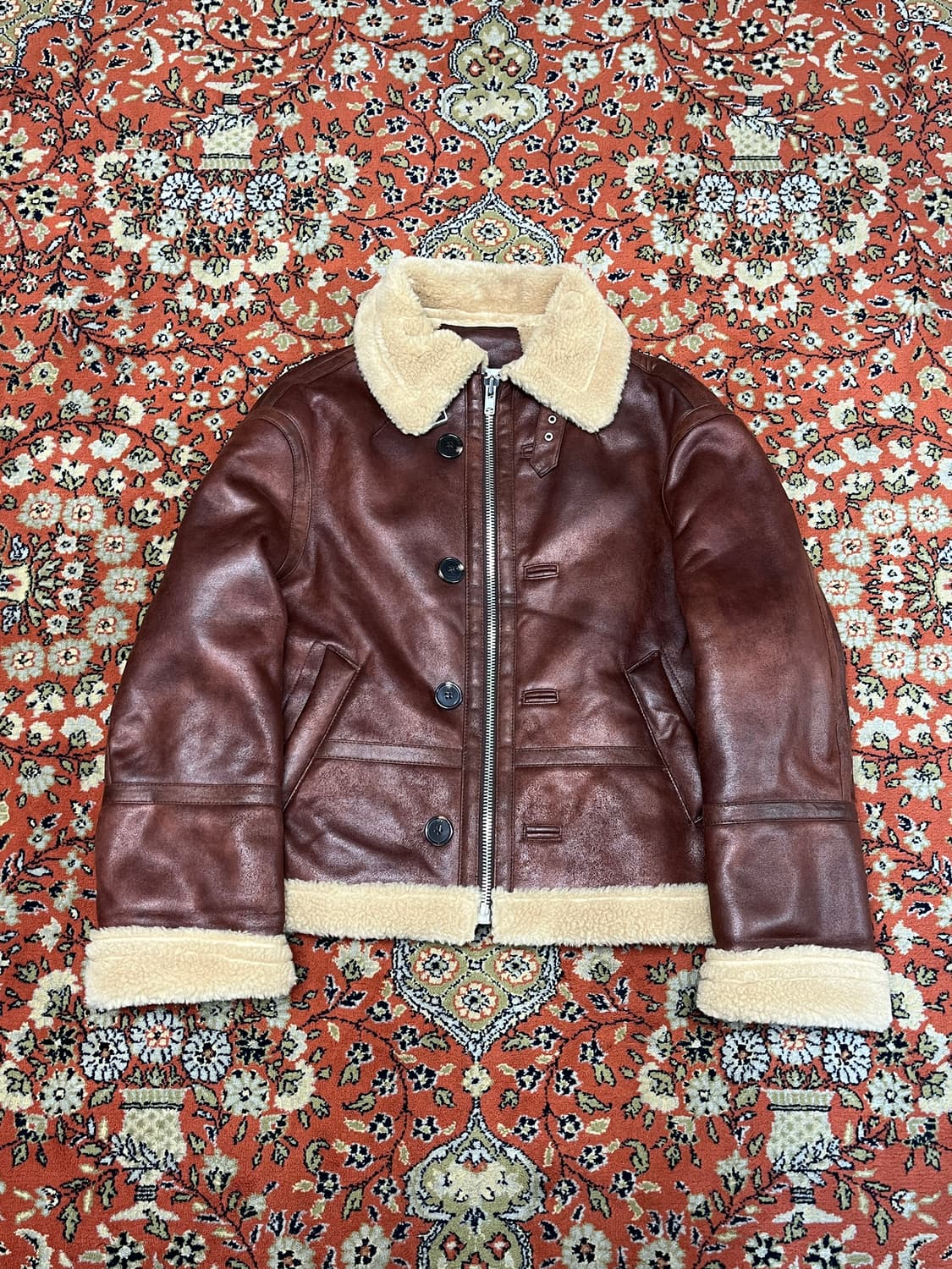 [FREE] 빈티지 레드브라운 레더 무스탕 자켓 상품이미지1