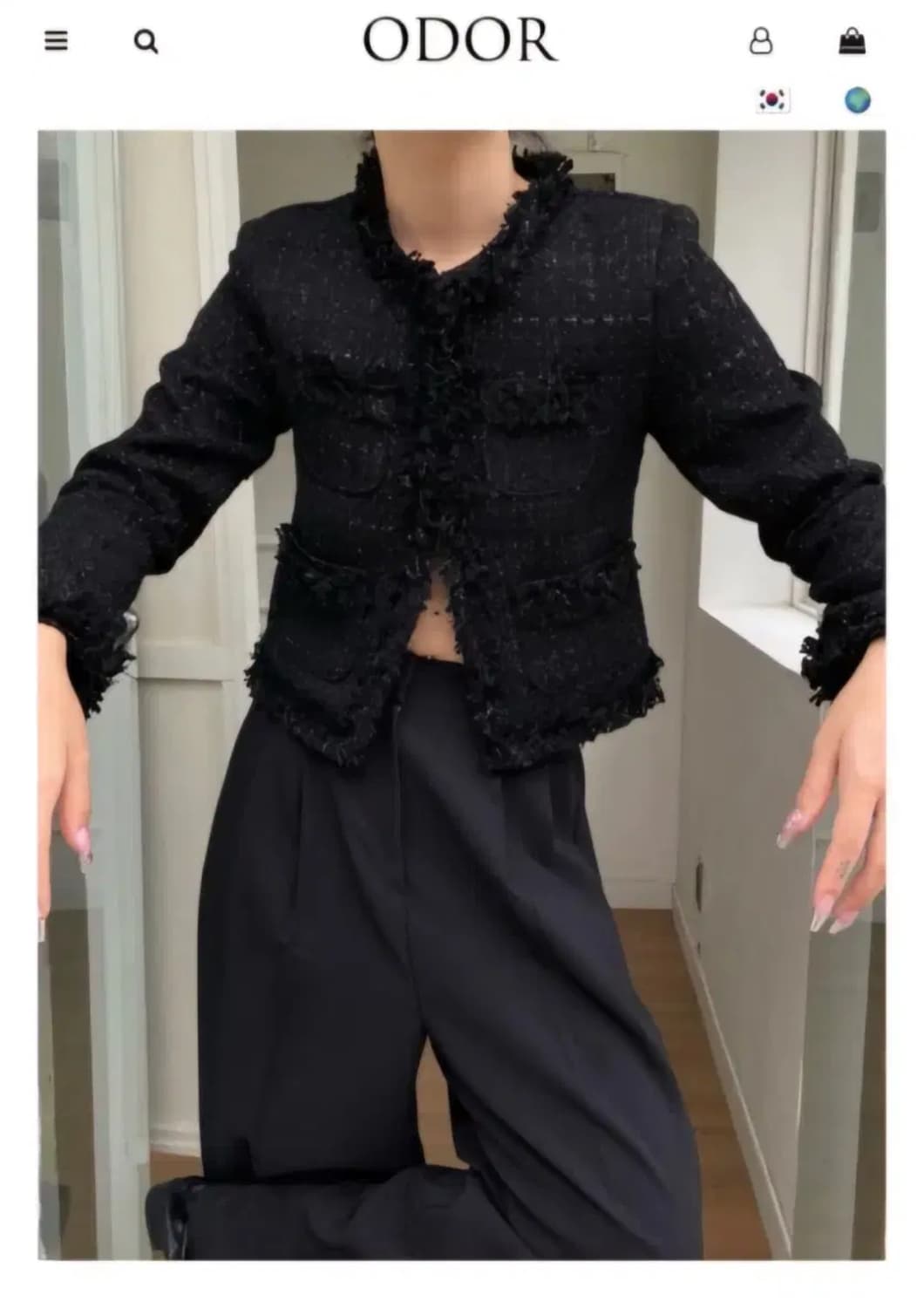 이네기 오도어 블랙 트위드 자켓 상품이미지4