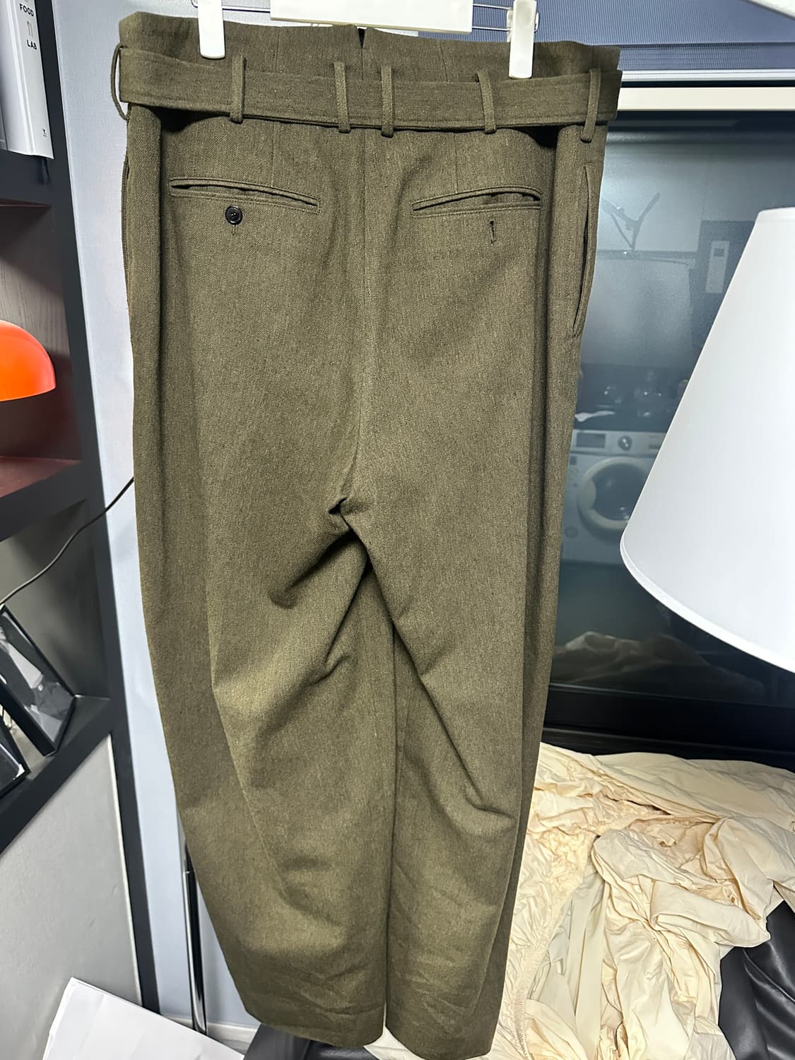 렉토 디테일 하이웨스트 벨티드 팬츠 L 상품이미지4