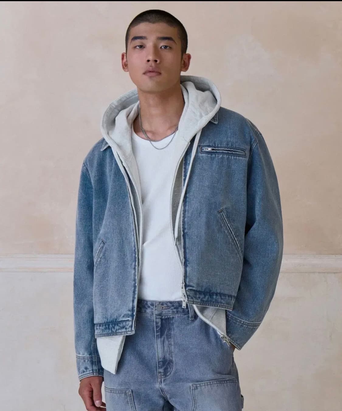 (새상품) 무신사 스탠다드 데님 워크 재킷 라이트 인디고 상품이미지1