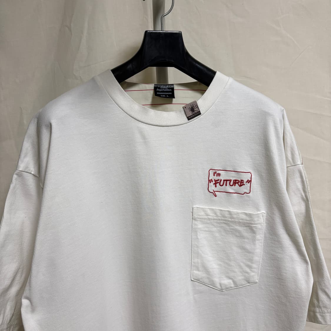 지유 X 미하라야스히로 레이어드 스트라이프 반팔 티셔츠/화이트, L 상품이미지2