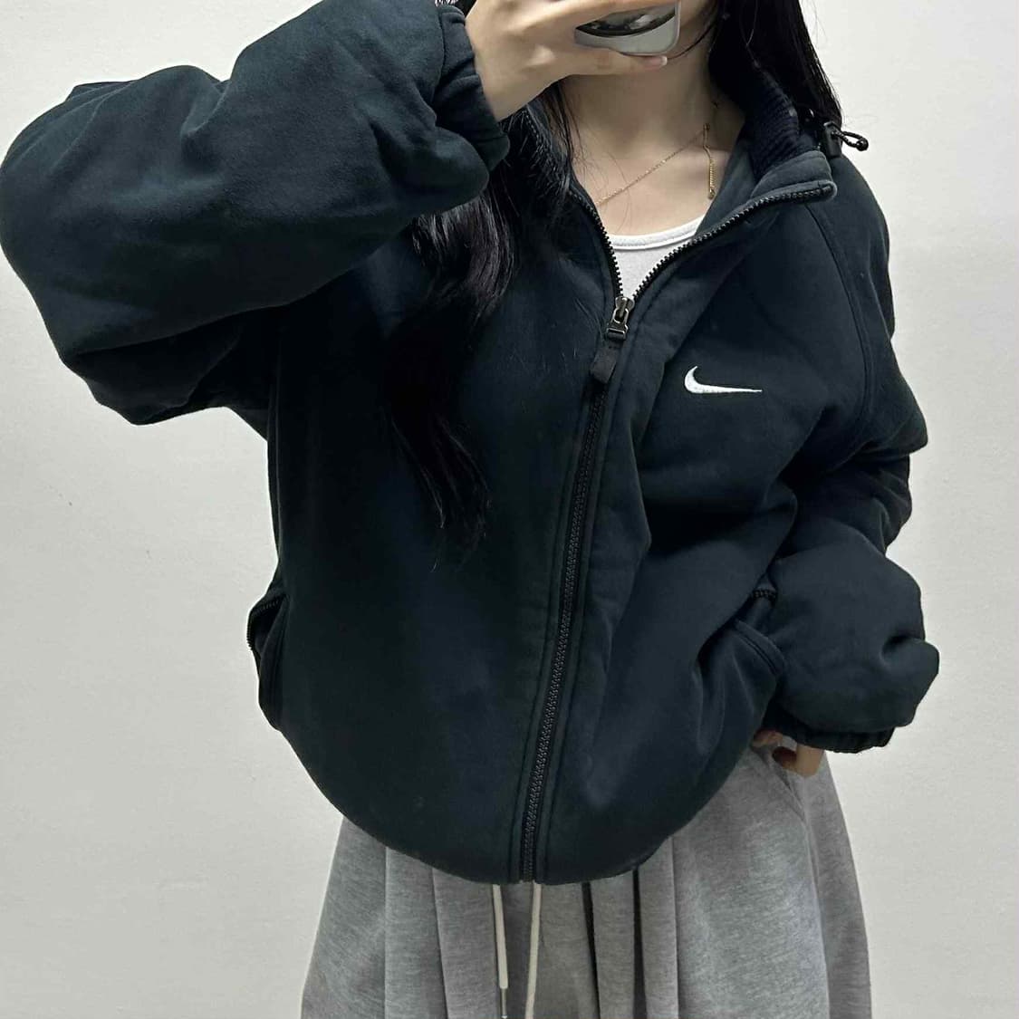 나이키 00s 솔로 스우시 올드스쿨 코튼 아방핏 패딩 퀄티드 자켓 점퍼( 상품이미지1