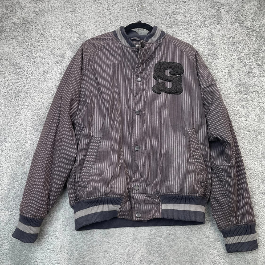 00s 스투시 올드스쿨 핀 스트라이프 바시티 자켓 상품이미지1