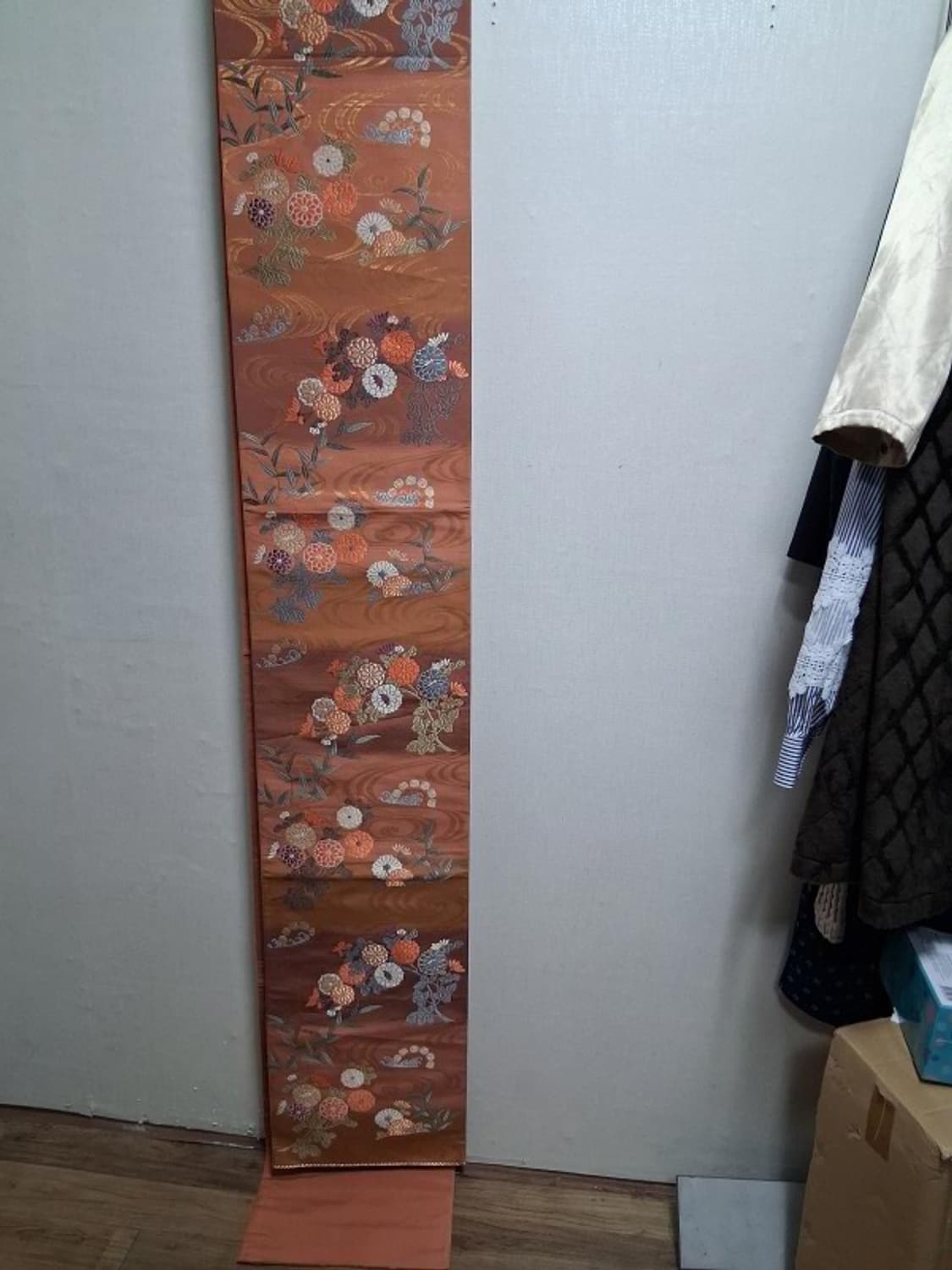 후쿠로오비 일본 고전패턴 대나무 플라워 자카드 견 후쿠로오비  상품이미지1