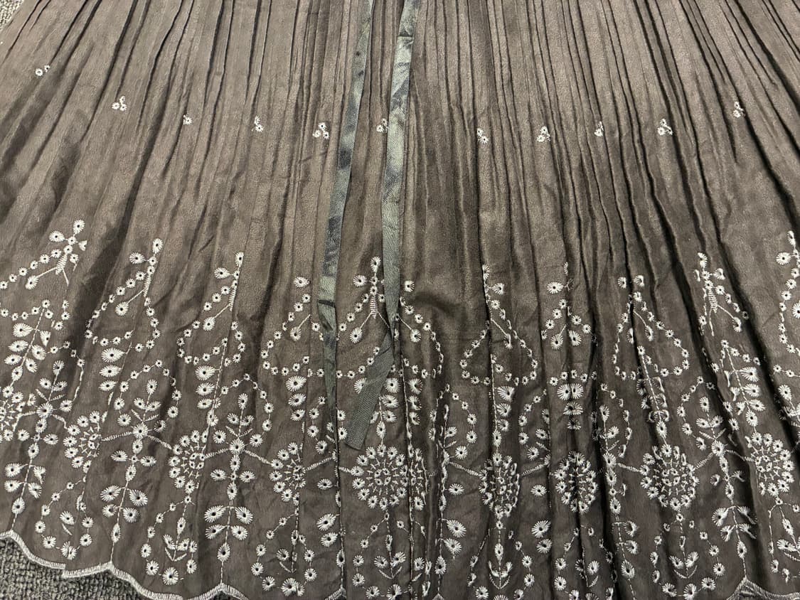 M)Japanese vintage 여성 꽃자수 미디 플리츠 스커트 상품이미지4