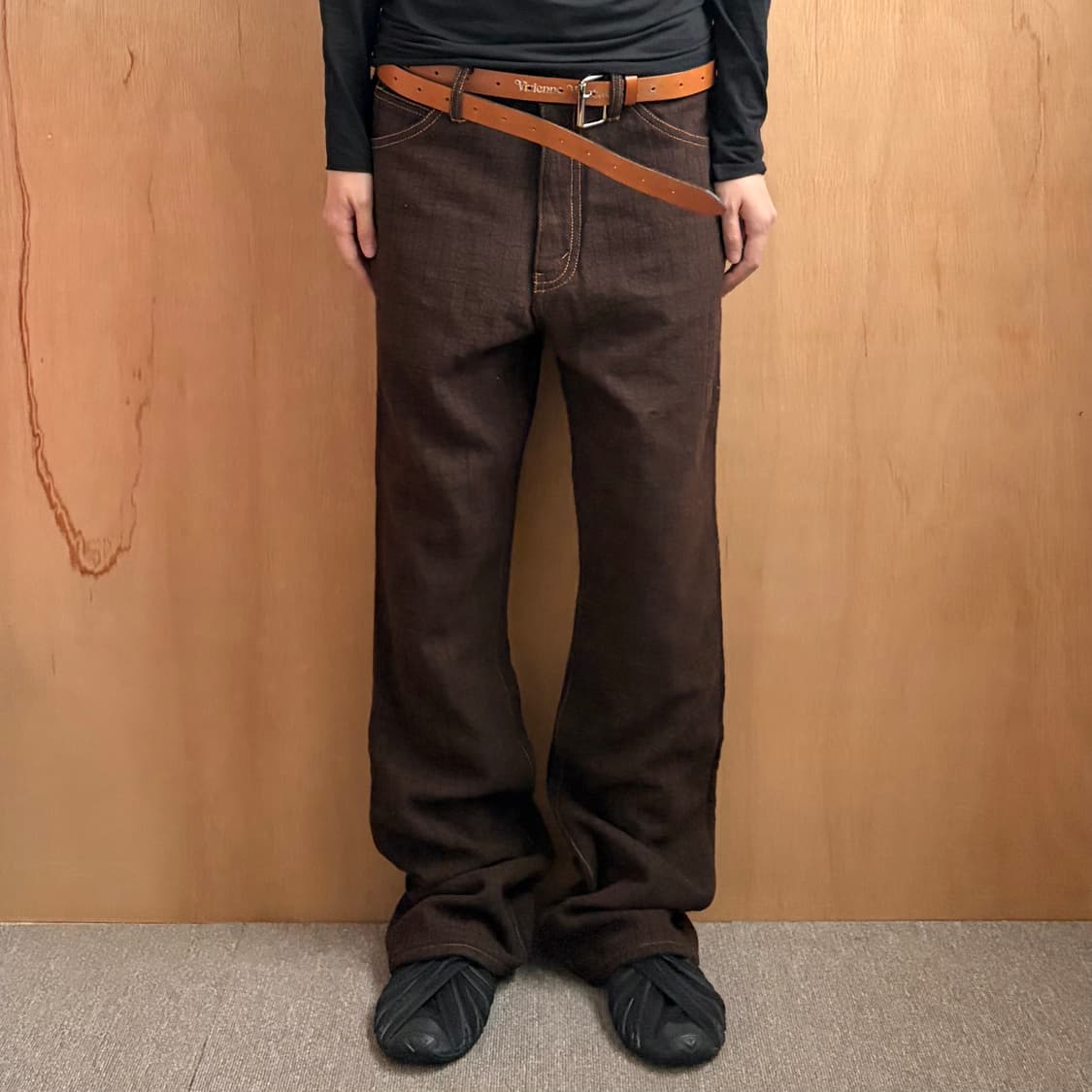 준야와타나베 체크 울 플레어 팬츠 상품이미지1