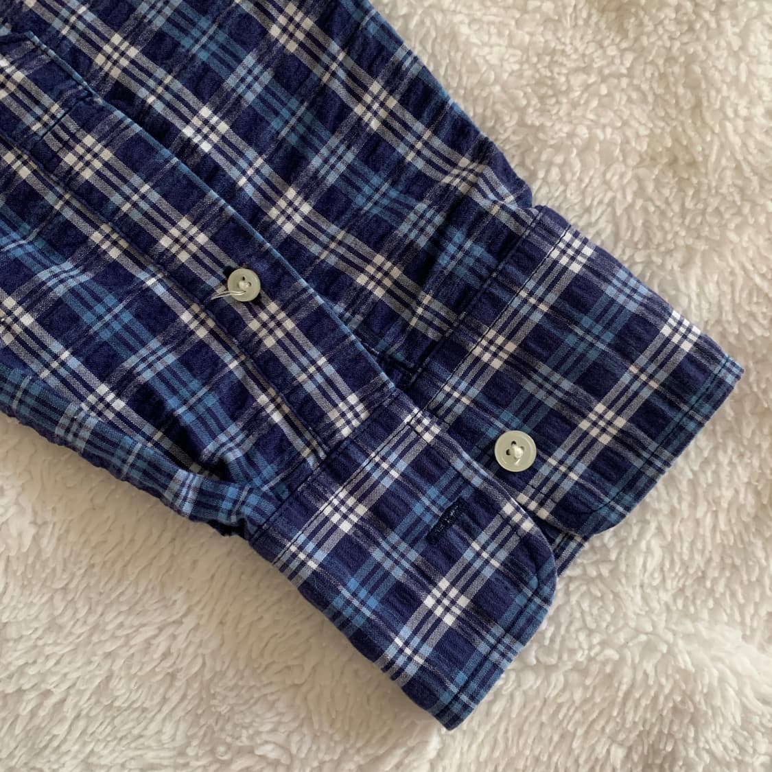 일본 빈티지 VAN RED LABEL 블루 체크 시어서커 셔츠 상품이미지5