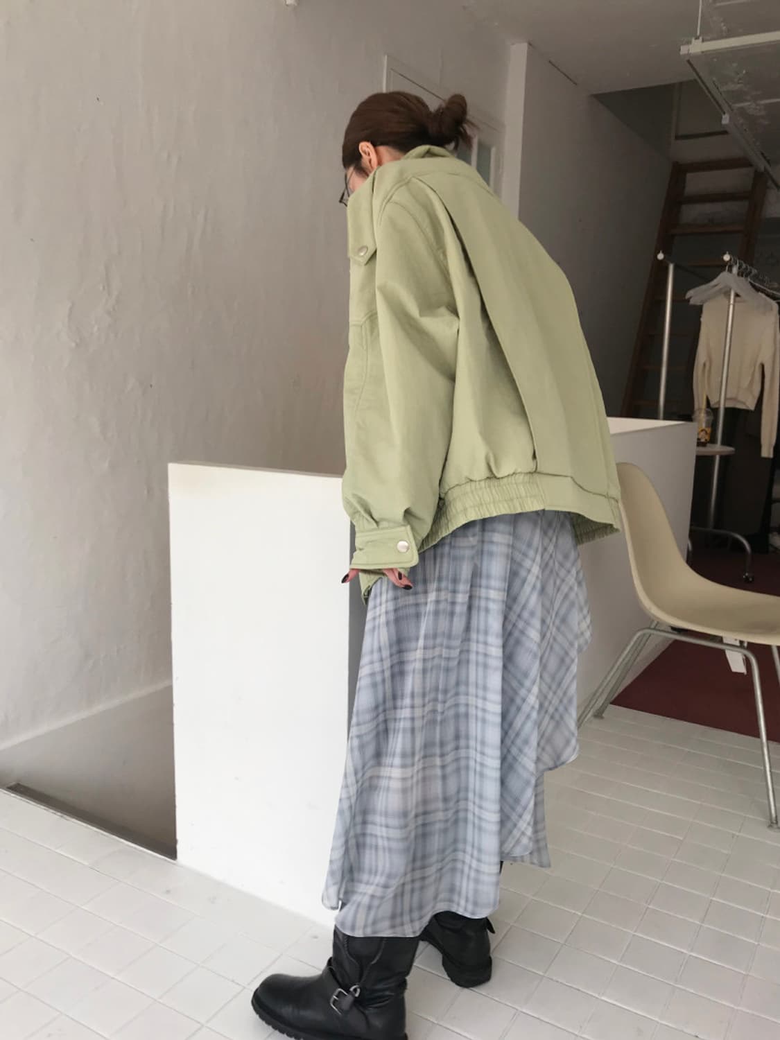마크들리 레이어드 체크 고퀄 쉬폰 원피스 상품이미지3