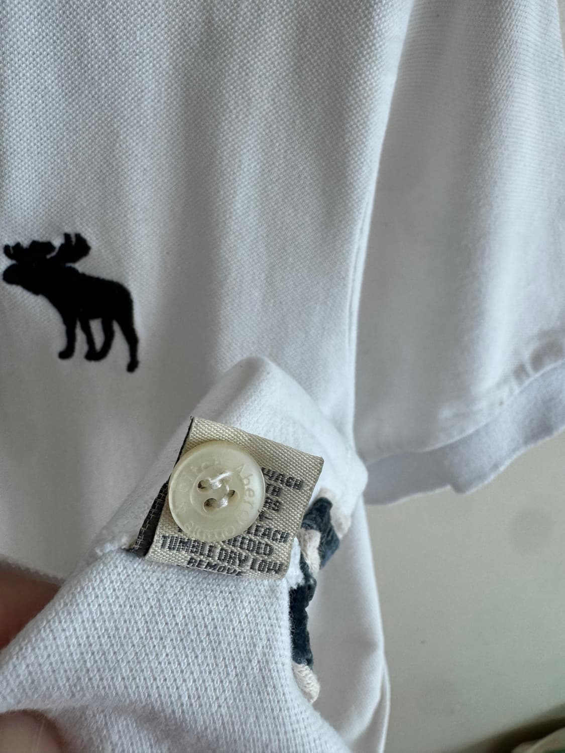 아베크롬비 빅무스 USA 성조기 화이트 폴로 카라티 XL 상품이미지5